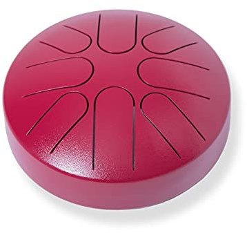 Unbekannt Tongo-GO Stahlzungentrommel 8' Mini / 8 Zungen, C zu C' - C-Dur Tonleiter / Material: Stahl lackiert / Farbe: weinrot / inkl. 2 gepolsterte Schlägel , 17 cm lang