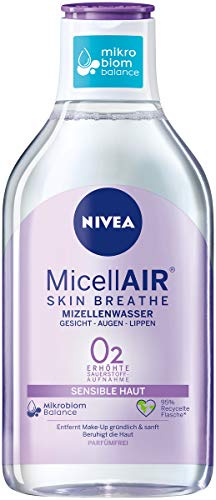 NIVEA Micellair Skin Breathe Mizellenwasser Sensible Haut (400 ml), pflegender Make-Up Entferner mit Dexpanthenol und Traubenkernöl, schonende Gesichtsreinigung