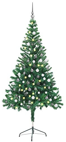 Chenshu Sapin de Noël Artificiel, Arbre de Noël Décoration de Noël Arbre de Noël Artificiel Arbre de Noël Artificiel avec LED et Boules 150 cm 380 Branches Ht