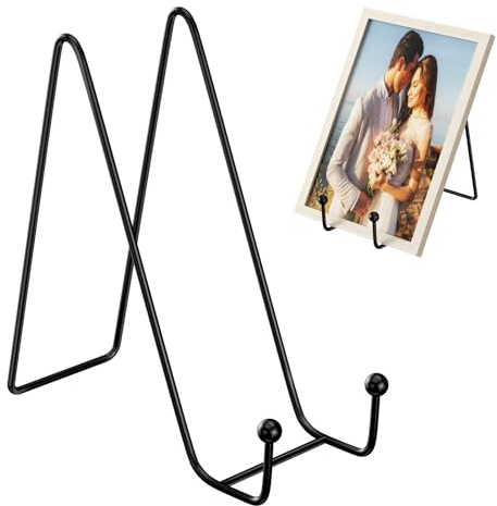 Lectorias 2 Pezzi Metallo Porta Piatti da Esposizione, 6 Pollici Cavalletti per Tavolo, Nero Supporto Cavalletto Espositore Porta Piatti per Tavolo Piatto Decorativo Foto Cornice Libri