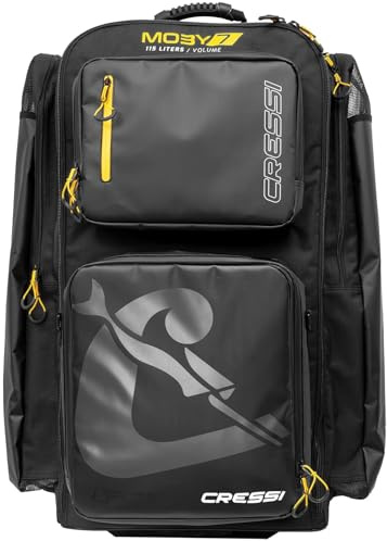 Cressi Moby 7 Trolley Bag Black/Yellow 115 L - Robuste und Geräumige Trolley Tasche ideal für Sportliche Aktivitäten und Reisen, Schwarz/Gelb, 115 L, Unisex