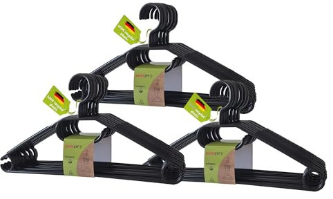 homesti multifunktionale Kleiderbügel aus 100% recyceltem Kunststoff, 30 Stück, mit 360° drehbarem Haken und Anti-Rutsch-Oberfläche, platzsparend mit Hosensteg und Haken für Krawatten