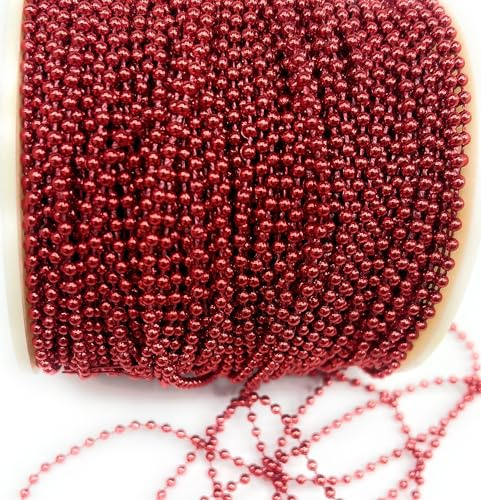 300ft Faux Pearl Beads Garland,Crafts, Pearl String Strands Spool, Bead Roll Pearl Garland for Wedding Party Christmas Tree Decorationt (Red Metallic 3mm 300ft)