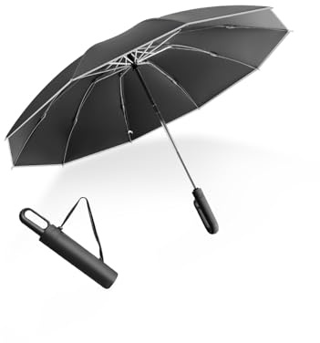 Zadoreck Regenschirm Schwarz Umgekehrter mit Automatik Windsicher Faltet Sich Nach Innen für Herren Damen, 210t Gewebe Groß Spannweite, 12 Knochenschirm Weihnachtsgeschenke