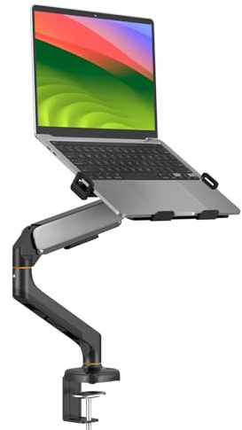 BEWISER Laptop Arm Desk Mount with Gas Spring for 12-17 Inch Laptop，Adjustable Computer Notebook Mount Desk Stand，2-in-1 Monitor Arm for 13-32 Inch Monitor
