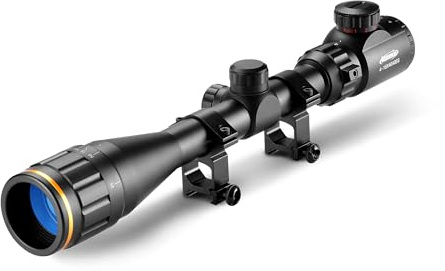 AOMEKIE Rifle Scope 4-16X50 AOEG Red/Green Illuminated Rapid Range Reticle Airsoft Red Dot Sight Scope with 22mm Picatinny Rail Mount and Covers for Hunting Crossbow