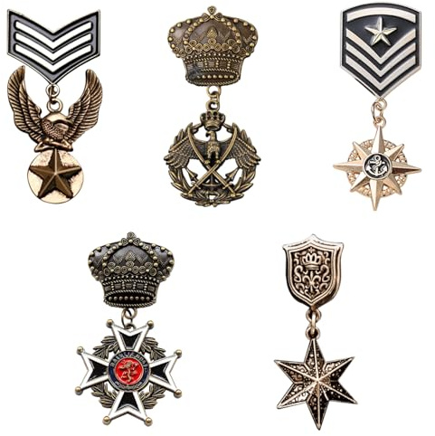OAOSDH 5 Pezzi Spilla Medaglia, Spilla retrò, Accessori per Abbigliamento, Spilla in Metallo, Spilla Uniforme.
