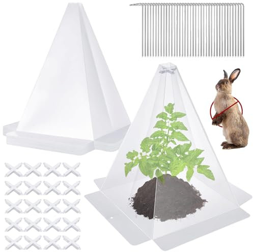 Zernblend 20 Plant Protection Covers, 20 Connection Bands and 40 Support Stakes, Slug Collar, Slug Barrier, Snail Fence