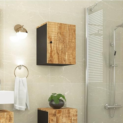 LLEZKBR Ensemble de meubles de salle de bain - Armoire murale de salle de bain - 38 x 33 x 48 cm - Bois massif de mangue
