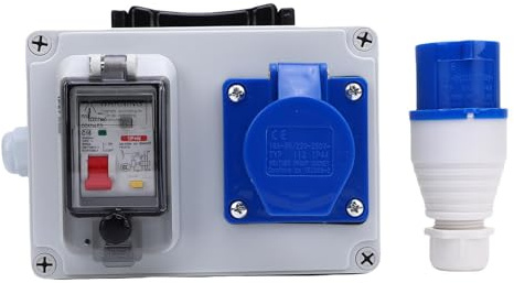 Eujgoov 175 X 125 X 75mm Outdoor Portable Industrial Socket Boxes High Current Wall Mounted Electrical Boxes Circuit Breakers Sockets Distribution Construction Sites 220-