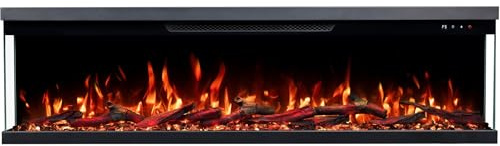 Emotion Flame Unity - Camino elettrico a 3 lati, per montaggio a parete e da incasso, con riscaldamento 900/1800 W (152x36x19)