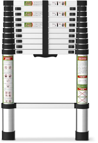 SPIEEK Telescoping Ladder for RV & Attic, 10.5FT Aluminum Extension Ladder with Dual Locking Mechanism, Max Load 330lbs, Compact Foldable Ladder for Roof, Home, Travel Trailer & Multi-Surface Use