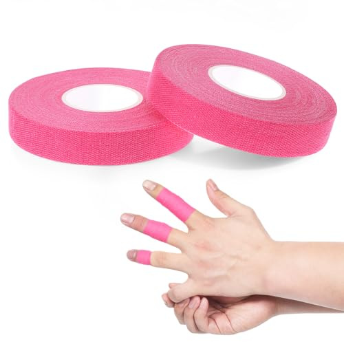2 Rollen Sporttape Wasserfeste Klettertape 1,5cm Breit Fingertape,Tape Sport Fussball Tape Klebeband Fingertape Tapeband Für Klettern Bouldern Kraftsport Volleyball Kampfsport-10M(Rosa)
