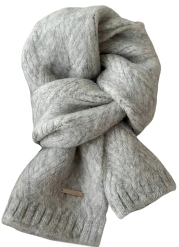 Genérico Bufanda de Cachemira para Mujer Hombre, Bufanda de Punto de Invierno Suave Cálida - 100% Lana de Alpaca - Sólida Largo Fulares Wool Scarf, 160 x 23 cm (Gris)