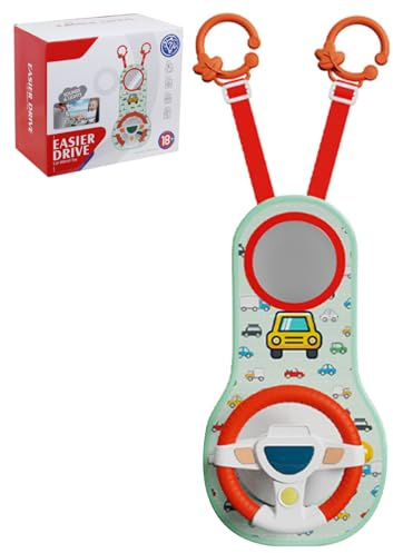 Baby Car Toys & Stroller Toys 360° Rotation Baby Steering Wheel Toy with Mirror Music Lights and Driving Sounds 12 Month