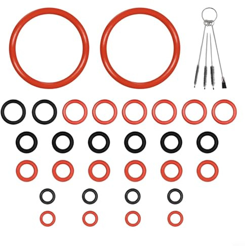 TONIXY 30-teiliges Silikon-O-Ring-Dichtungs-Set und 4-in-1-Reinigungsbürste für Kaffeevollautomaten, kompatibel mit Saeco, Spidem, Gaggia Braukomponenten