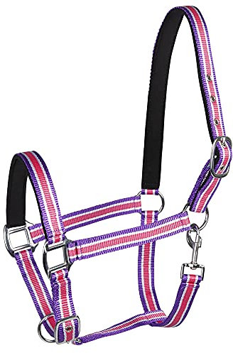 PFIFF 101517 Kunststoffhalfter, Weidehalfter Stallhalfter, Pink-Weiß-Lila, Full