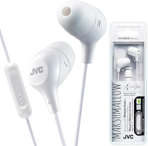 JVC Memory Foam Earbud Marshmallow Memory Foam Earbud with Mic White (HAFX38MW)
