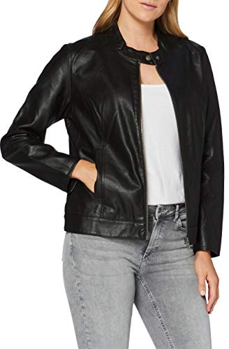 Only Carmakoma Chaqueta de Piel sintética Robber, Negro, 44