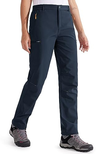 Libin Pantalones Trekking Mujer Invierno Winter Softshell Senderismo Impermeable Esqui Esqui Nieve Polar Forrado al Aire Libre Termicos Pantalones, Marine XXL