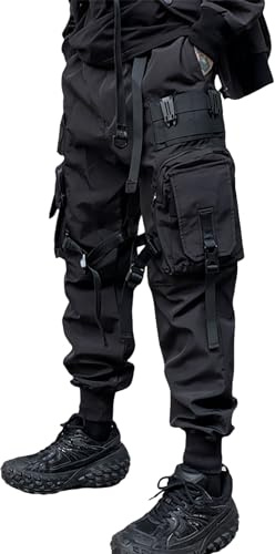 HaiZi XiHuan Men's Functional Style Paratrooper Tactical Cargo Techwear Punk Streetwear Goth Pants