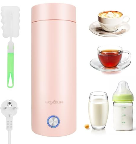 Reisewasserkocher Klein, Mini Wasserkocher 400 ml, Tragbarer Mobiler Wasserkocher mit Automatischer Abschaltfunktion, Wasserkocher für Unterwegs, Für Milch, Kaffee, Wasser und Teezubereitung