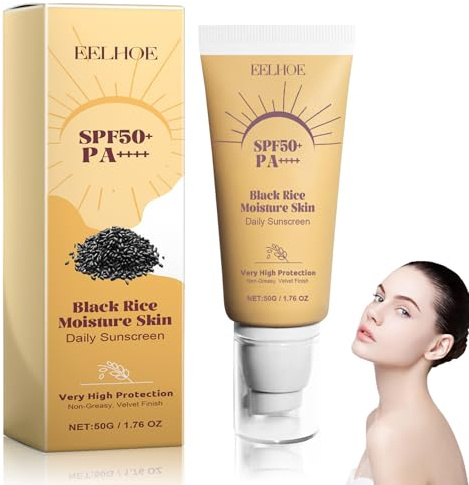 Black Rice Moisture Airyfit Daily Sunscreen, Gesicht Sonnencreme LSF 50+ PA++++, Leicht & Schnell einziehend, Sonnenschutz für trockene Haut,Tägliche und nachträgliche(50G)
