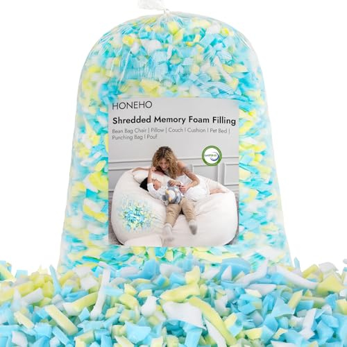 HONEHO Imbottitura in memory foam da 2,2 kg per pouf, aggiunta di particelle di gel, accogliente e morbido, ideale per riempire sacchi per bambini, cuscini, cucce per cani, cuscini per divano