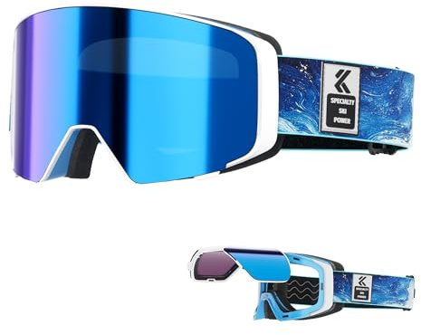 KAPVOE Masque de Ski Lentille Magnétique à Basculement Anti-Buée UV400 Idéales pour Ski Snowboard Patinage sur Glace Lunette de Ski pour Hommes Femmes Adolescents Casque Compatible