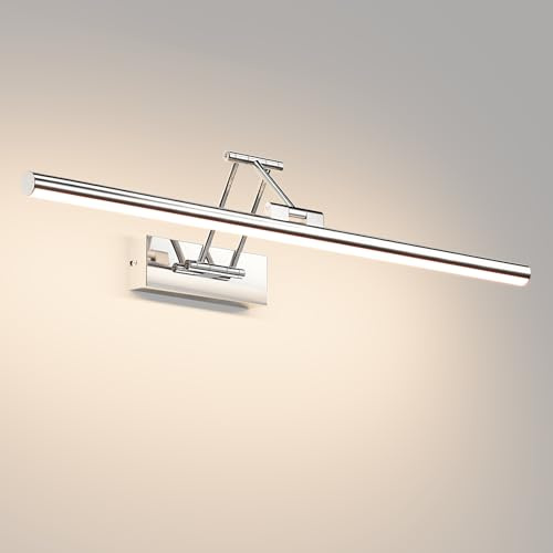 Klighten Led Lampada Da Specchio Bagno 60cm,Lampada Da Parete Rotante Ip44,20W 1500 LM Luce Specchio Bagno Led,Applique Moderno In Alluminio,Bianco naturale 4000K,Cromo