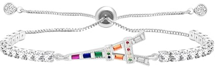 Oneress Eiffeltorn Charm Armband - Kubisk Zirkonia Kedjearmband Med Glittrande CZ Accenter - Paris Resa Inspirerade Smycken - Romantiska Dagliga Smycken YA5691