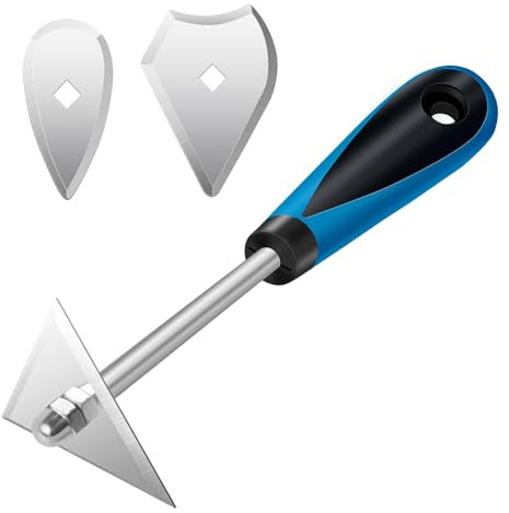Grattoir 3-en-1 à Lames Interchangeables en Acier Inoxydable Trempé, Manche en Bois pour Enlever la Peinture et le Vernis, Idéal pour Travail du Bois, Rénovation et Bricolage (21 cm)