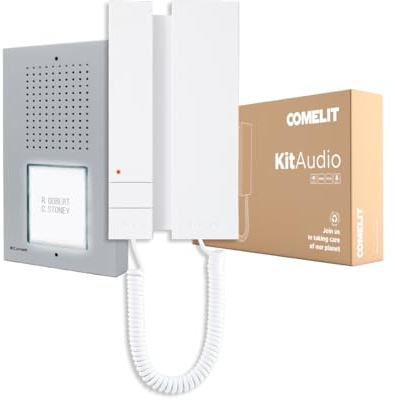 Comelit KCA5061B - Kit interfono de 5 cables con auricular y abrepuertas | Kit de interfono completo para casa, con pulsador externo, auricular y abridor. Para sistemas Comelit 5 hilos
