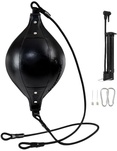 Pelota tensora doble extremo – Piel sintética 33 x 19 x 19 cm | Punzonado flexible elástico | Saco de boxeo para gimnasio, coordinación ejercicio entrenamiento Core casa patio entrenamiento