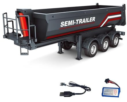s-idee® Huina 1509 RC Kipper 1:18 RTR – Ferngesteuerter Muldenkipper mit Licht & Sound (benötigt 1501 LKW)
