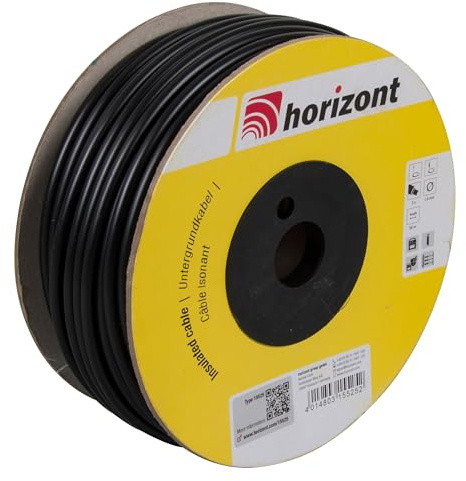 horizont Untergrundkabel 50m, Verbindungskabel, Zuleitungskabel, für Erdungspfähle, doppelt isoliert, für Weidezaun, Leiter aus verzinktem Eisendraht, 1,6 mm Durchmesser