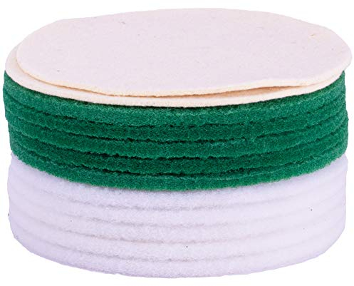 HPS® 12 Polierscheiben, 5 x grün, 5 x weiß und 2 x Schafwolle, Ø 30 cm zum Pflegen, erneutes Einölen, Herstellen