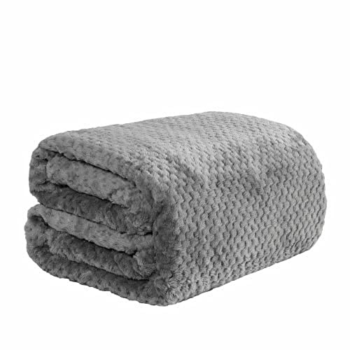 Dreamscene Sofa Throw Blanket, Soft Cosy Warm Honeycomb Waffle Fluffy Fleece Blankets for Bed King Size Bed Throws Faux Fur Charcoal Grey Throw for Sofa, 200 x 240cm