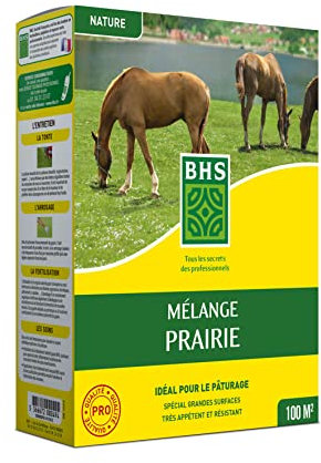 BHS GPR1 | 1kg | 100 m² | Gazon Melange Prairie | Destiné aux zones extensives qui ne nécessitent pas d’entretien | Pour le pâturage des animaux | Installation rapide
