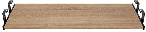 FIX&EASY Support coulissant pour clavier ordinateur souris avec tablette tiroir, plateau 800X400mm chêne sonoma décor, 400mm rails noir glissières 27mm avec verrouillage pour bureau et pc table