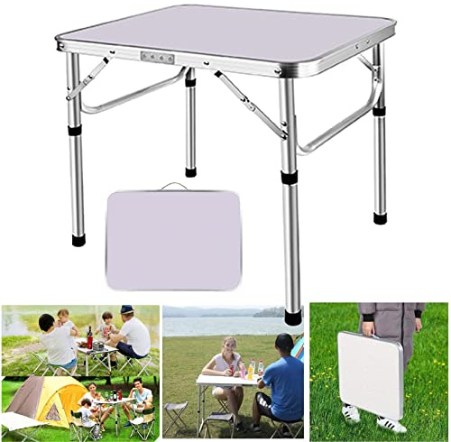 YouseaHome 2FT Camping Table Folding Picnic Height Adjustable Legs, Lightweight Aluminium Portable Travel Outdoor Kitchen Work Top Garden BBQ Party, Beach Fishing, 2FTx1.5FTx1FT/2FT, White