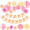 Bubuyun Seidenpapier Pompoms 20 Stück Papier Fans Fächer und Wabenbälle Dekorpapier Kit Flower Bunt Ball Pompoms Birthday Banner Geburtstag Party Garten Wiederverwendbar Deko ( Rosa Beige Aprikose)