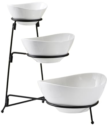 Vencier 3-Tier Serving Bowl Set for Kitchen Food Display, Dessert Presentation, and Party Food Tray