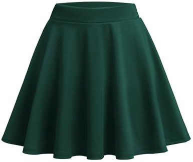 Zeagoo Gonna da Donna Basic A Linea Mini Skater Autunno Invernale a Vita Alta con Elastico, Verde Scuro, XL