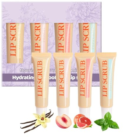 Kit Exfoliante Labial - Set Hidratante Para El Cuidado De Los Labios | Exfoliante Labios Suave Exfoliante Para Labios Suaves, Bálsamo Hidratante Para Labios agrietados, Ingredientes Naturales, Formato