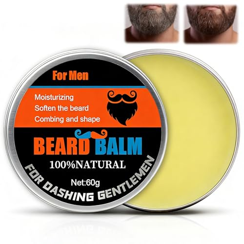 60g Bálsamo Para barba para hombre,Bálsamo Barba,acondicionador de barba sin enjuague,Aporta Brillo,Suaviza,Fortalece y da Estilo a la vello facial,Adecuado para diferentes hombres