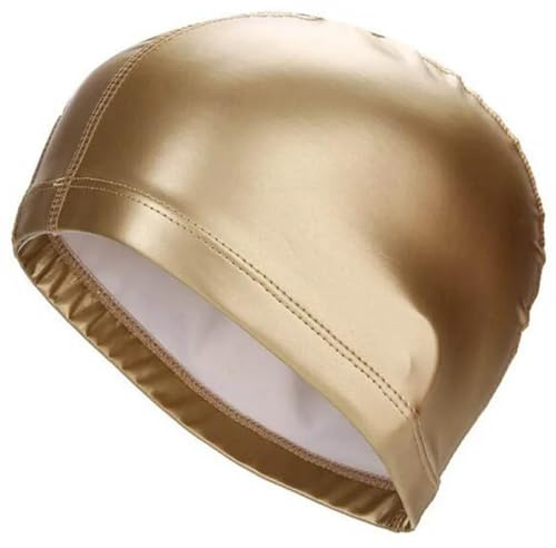 Gorro Piscina Gorro de natación Tela PU for Hombre y Mujer, Gorro Impermeable for Piscina, Deporte acuático, Protege Las Orejas, Gorros baño Pelo Largo Talla Grande for Adultos