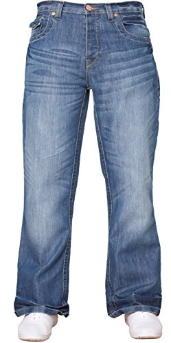 APT Herr basic blå bootcut breda ben utsvängda arbete lediga jeans stor
