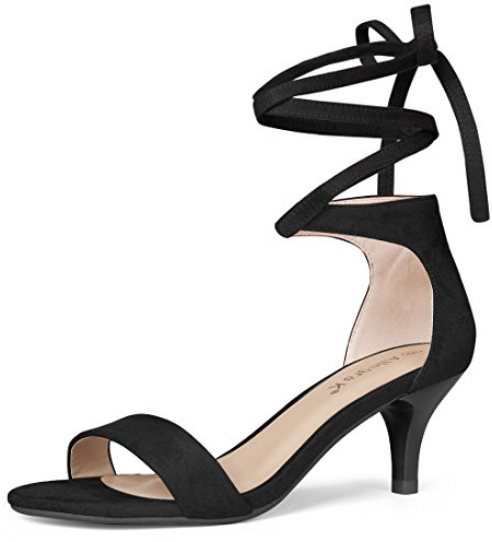 Allegra K Women's Open Toe Kitten Heel Lace Up Dress Sandals Black 5.5 UK/Label Size 7.5 US