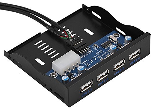 Pomya 4-Port Front Panel USB Hub, USB2.0 Floppy Front Panel 3.5'' Floppy Bay 9 Pin to 4 Interface USB 2.0 HUB for Computer Desktop